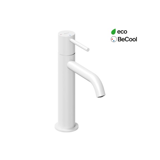 ES 012.11WV Praustuvo maišytuvas BeCool 190 mm be dugno vožtuvo, White Velvet