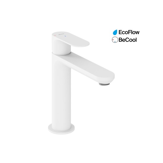 EL 012.11WV Praustuvo maišytuvas BeCool 170 mm be dugno vožtuvo, White Velvet