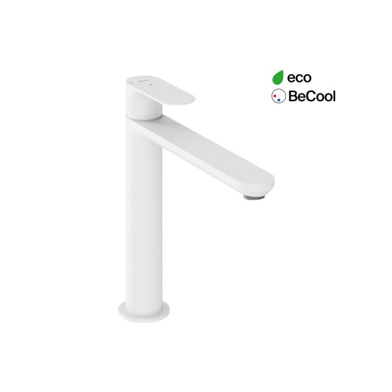 EL 014.11WV Praustuvo maišytuvas BeCool 220 mm be dugno vožtuvo, White Velvet