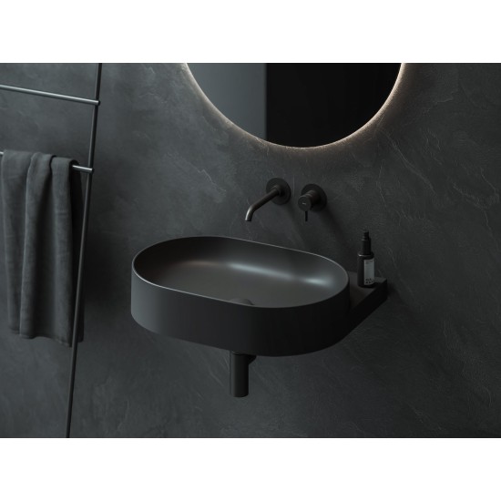 Keraminis praustuvas Yard 60, be angos maišytuvui, matinės juodos