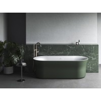 Vonia Ypsilon 180x80, laisvai pastatoma, Grey Green/balta, sifono dangtelis baltos/juodos/chromo spalvos