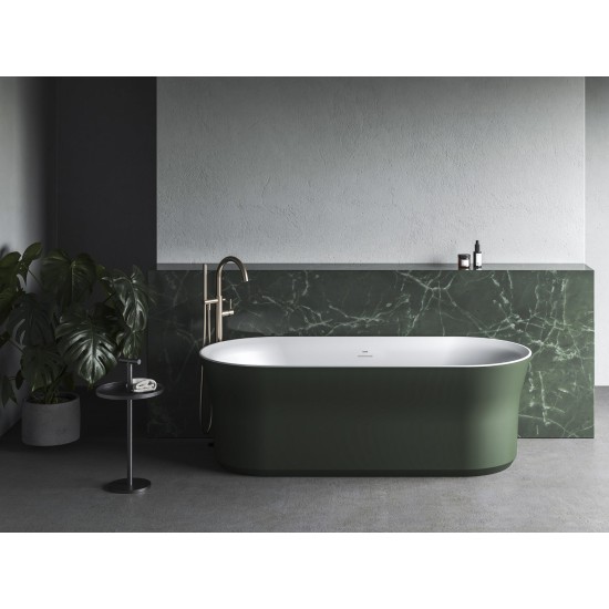 Vonia Ypsilon 180x80, laisvai pastatoma, Grey Green/balta, sifono dangtelis baltos/juodos/chromo spalvos