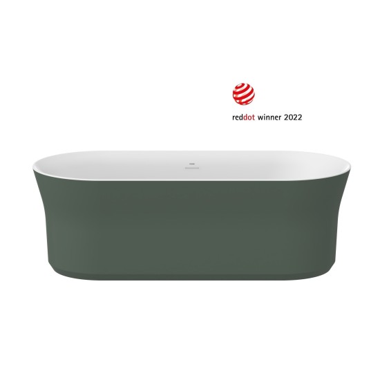Vonia Ypsilon 180x80, laisvai pastatoma, Grey Green/balta, sifono dangtelis baltos/juodos/chromo spalvos