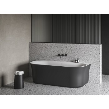 Vonia Ypsilon Wall 178x86, laisvai pastatoma, juoda/balta, sifono dangtelis juodos/baltos/chromo spalvos