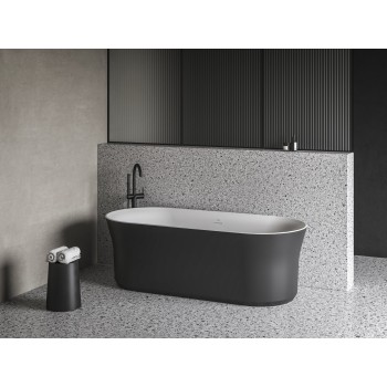 Vonia Ypsilon 180x80, laisvai pastatoma, juoda/balta, sifono dangtelis juodos/baltos/chromo spalvos Vonia Ypsilon 180x80, laisvai pastatoma, juoda/balta, sifono dangtelis juodos/baltos/chromo spalvos