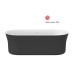 Vonia Ypsilon 180x80, laisvai pastatoma, juoda/balta, sifono dangtelis juodos/baltos/chromo spalvos