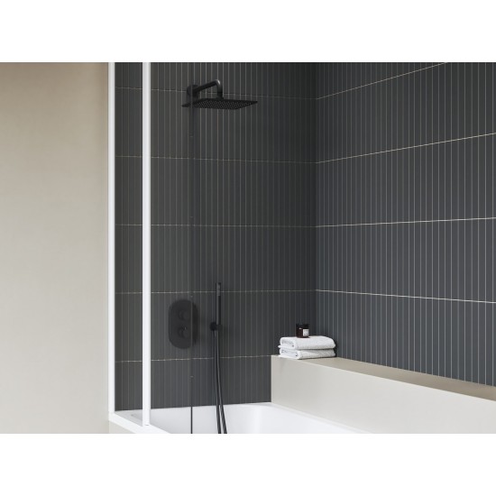 986.20BLM Kvadratine dušo galvutė, 250x250 mm, matinės juodos