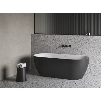 Vonia Freedom O Tec 170x77, laisvai pastatoma, juoda/balta, sifono dangtelis juodos/baltos/chromo spalvos