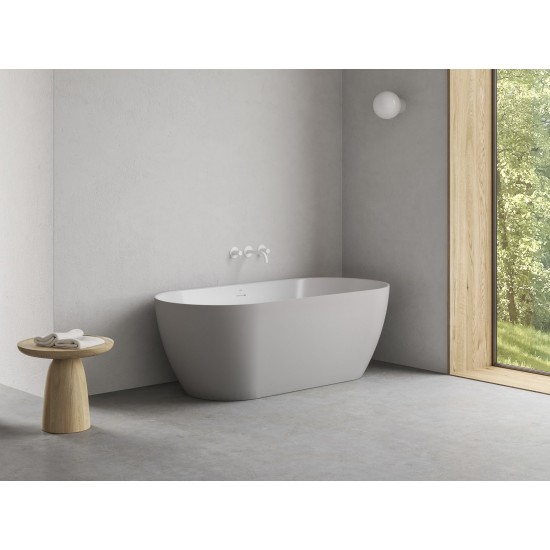 Vonia Freedom O Tec 170x77, laisvai pastatoma, Smoke Grey/balta, sifono dangtelis baltos/juodos/chromo spalvos
