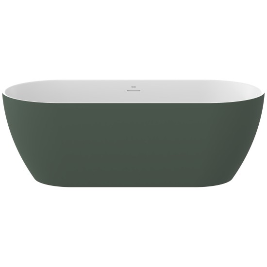 Vonia Freedom O Tec 170x77, laisvai pastatoma, Grey Green/balta, sifono dangtelis baltos/juodos/chromo spalvos