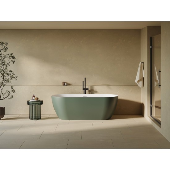 Vonia Freedom O Tec 170x77, laisvai pastatoma, Grey Green/balta, sifono dangtelis baltos/juodos/chromo spalvos