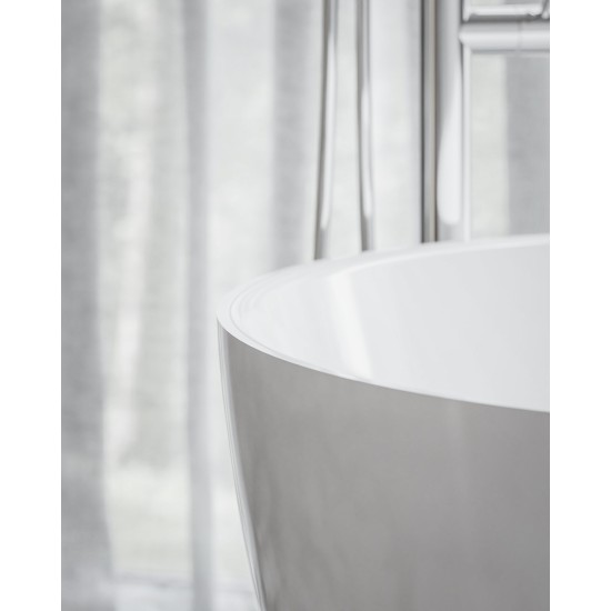 Vonia Freedom O Tec 170x77, laisvai pastatoma, matinis balta/balta, sifono dangtelis baltos/juodos/chromo spalvos