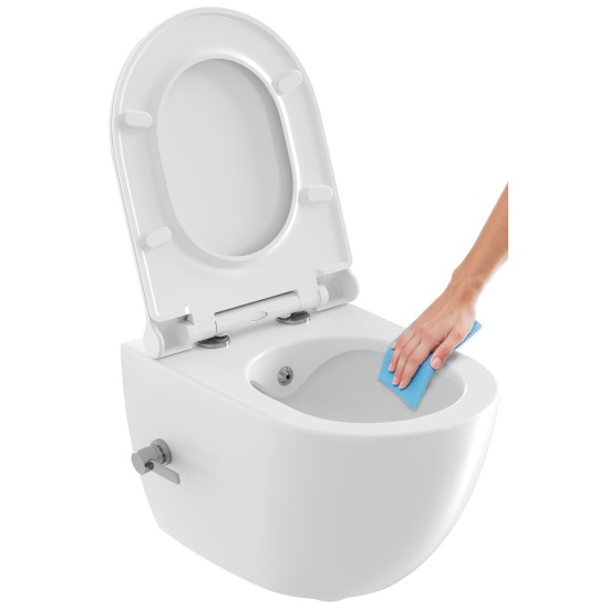 WC bidė Uni Chrome RimOff, pakabinamas, baltas