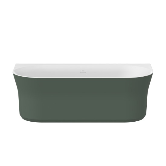 Vonia Ypsilon Wall 178x86, laisvai pastatoma, Grey Green/balta, sifono dangtelis baltos/juodos/chromo spalvos