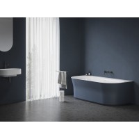 Vonia Ypsilon Wall 178x86, laisvai pastatoma, Deepsea Blue/balta, sifono dangtelis baltos/juodos/chromo spalvos