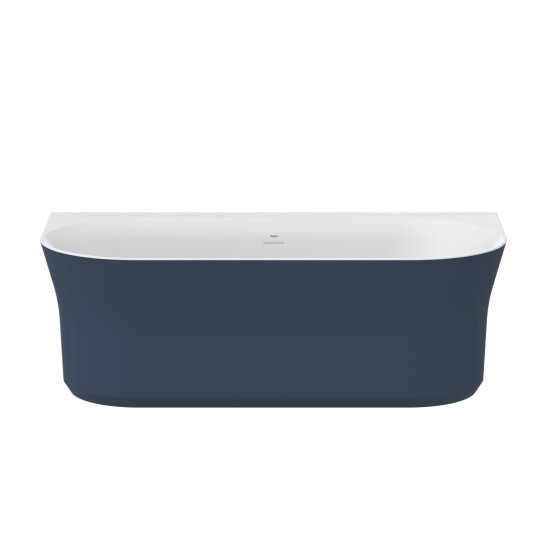 Vonia Ypsilon Wall 178x86, laisvai pastatoma, Deepsea Blue/balta, sifono dangtelis baltos/juodos/chromo spalvos