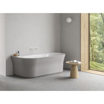Vonia Ypsilon Wall 178x86, laisvai pastatoma, Smoke Grey/balta, sifono dangtelis baltos/juodos/chromo spalvos