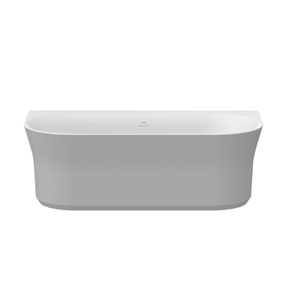 Vonia Ypsilon Wall 178x86, laisvai pastatoma, Smoke Grey/balta, sifono dangtelis baltos/juodos/chromo spalvos