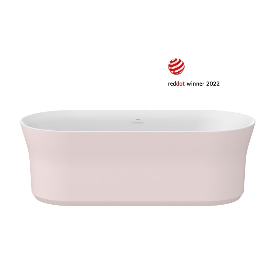 Vonia Ypsilon 180x80, laisvai pastatoma, Alabaster Pink/balta, sifono dangtelis baltos/juodos/chromo spalvos