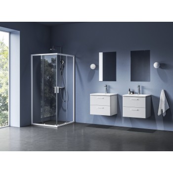 NBLRV2 80x80, balta matinė+stiklas Transparent