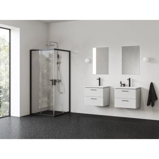 NBLRV2 90x90, juoda+stiklas Transparent