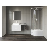 NBLCP4 Sabina 80x80, balta matinė+stiklas Transparent