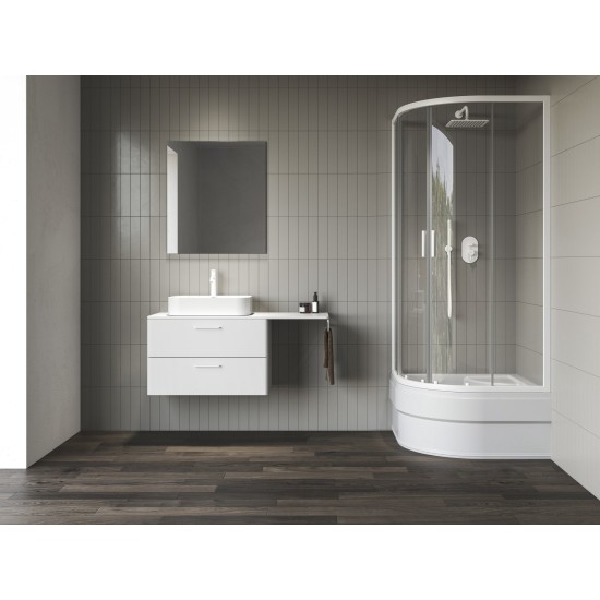 NBLCP4 Sabina 80x80, balta matinė+stiklas Transparent