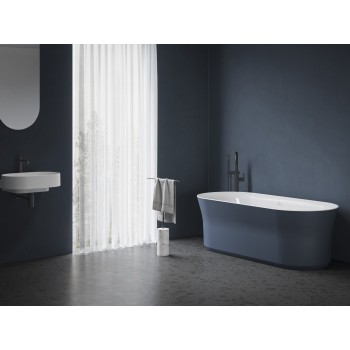 Vonia Ypsilon 180x80, laisvai pastatoma, Deepsea Blue/balta, sifono dangtelis baltos/juodos/chromo spalvos