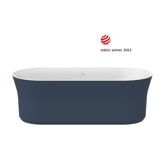 Vonia Ypsilon 180x80, laisvai pastatoma, Deepsea Blue/balta, sifono dangtelis baltos/juodos/chromo spalvos