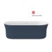 Vonia Ypsilon 180x80, laisvai pastatoma, Deepsea Blue/balta, sifono dangtelis baltos/juodos/chromo spalvos
