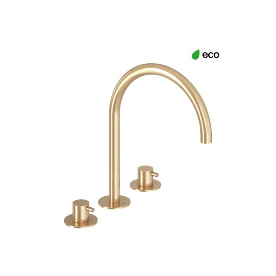 ES 018.60GLB Praustuvo maišytuvas 270 mm, 3 dalių be dugno vožtuvo, šlifuoto aukso