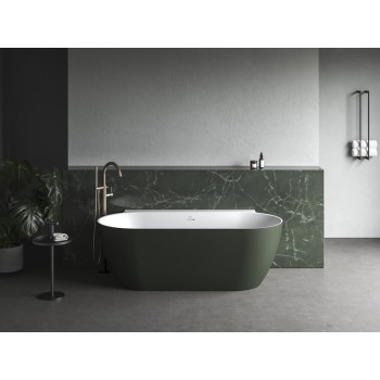 Vonia Freedom Wall II Tec 170x87, laisvai pastatoma, Grey Green/balta, sifono dangtelis baltos/juodos/chromo spalvos