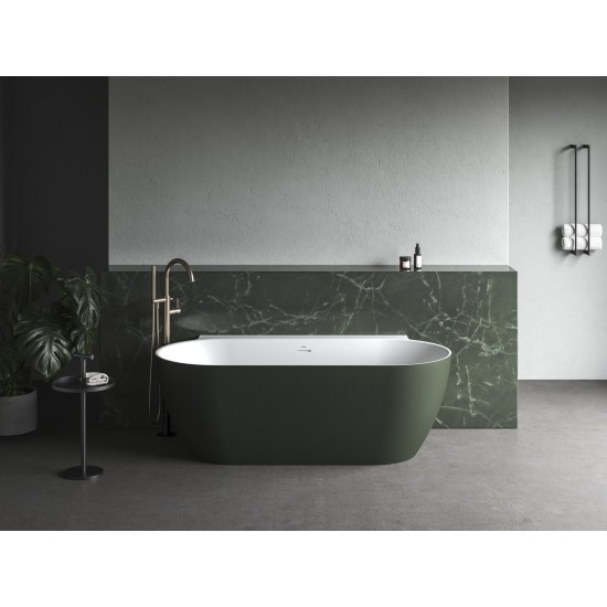 Vonia Freedom Wall II Tec 170x87, laisvai pastatoma, Grey Green/balta, sifono dangtelis baltos/juodos/chromo spalvos
