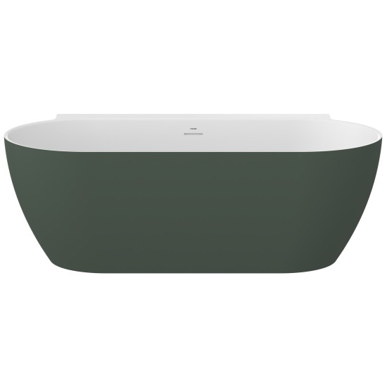 Vonia Freedom Wall II Tec 170x87, laisvai pastatoma, Grey Green/balta, sifono dangtelis baltos/juodos/chromo spalvos