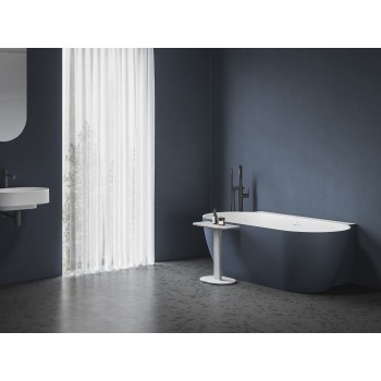Vonia Freedom Wall II Tec 170x87, laisvai pastatoma, Deepsea Blue/balta, sifono dangtelis baltos/juodos/chromo spalvos