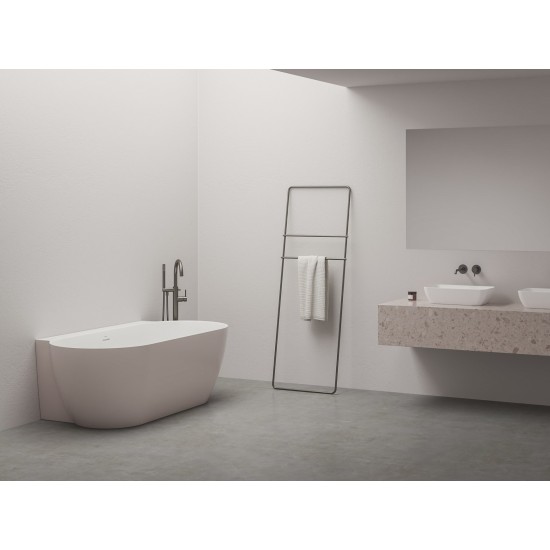 Vonia Freedom Wall II Tec 170x87, laisvai pastatoma, Alabaster Pink/balta, sifono dangtelis baltos/juodos/chromo spalvos