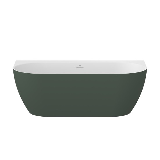 Vonia Freedom Wall Tec 170x87, laisvai pastatoma, Grey Green/balta, sifono dangtelis baltos/juodos/chromo spalvos