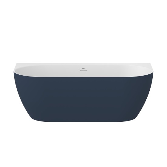 Vonia Freedom Wall Tec 170x87, laisvai pastatoma, Deepsea Blue/balta, sifono dangtelis baltos/juodos/chromo spalvos