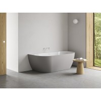 Vonia Freedom Wall Tec 170x87, laisvai pastatoma, Smoke Grey/balta, sifono dangtelis baltos/juodos/chromo spalvos