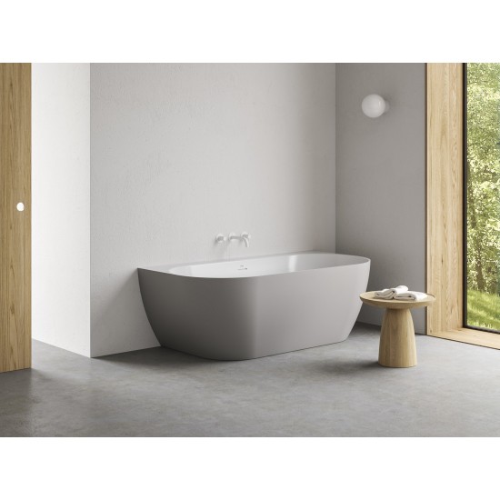 Vonia Freedom Wall Tec 170x87, laisvai pastatoma, Smoke Grey/balta, sifono dangtelis baltos/juodos/chromo spalvos