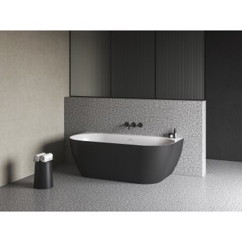 Vonia Freedom Wall Tec 170x87, laisvai pastatoma, juoda/balta, sifono dangtelis juodos/baltos/chromo spalvos