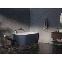 Vonia Freedom Corner II Tec 175x86 D, laisvai pastatoma, Deepsea Blue/balta, sifono dangtelis baltos/juodos/chromo spalvos