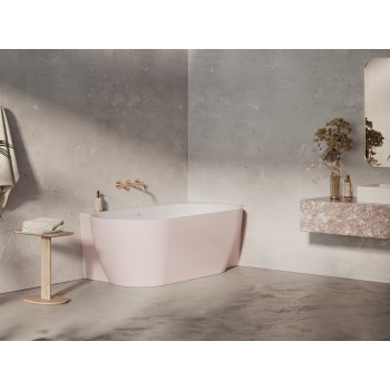 Vonia Freedom Corner II Tec 175x86 D, laisvai pastatoma, Alabaster Pink/balta, sifono dangtelis baltos/juodos/chromo spalvos
