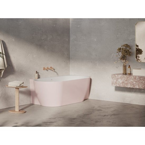 Vonia Freedom Corner II Tec 175x86 D, laisvai pastatoma, Alabaster Pink/balta, sifono dangtelis baltos/juodos/chromo spalvos
