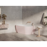 Vonia Freedom Corner II Tec 175x86 K, laisvai pastatoma, Alabaster Pink/balta, sifono dangtelis baltos/juodos/chromo spalvos