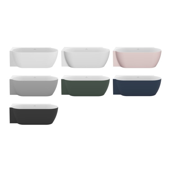 Vonia Freedom Corner II Tec 175x86 K, laisvai pastatoma, Alabaster Pink/balta, sifono dangtelis baltos/juodos/chromo spalvos