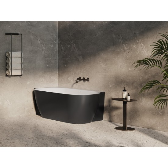 Vonia Freedom Corner II Tec 175x86 K, laisvai pastatoma, juoda/balta, sifono dangtelis juodos/baltos/chromo spalvos