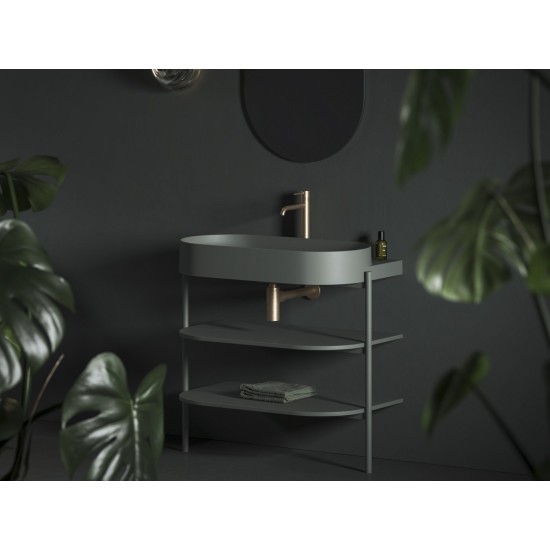 Keraminis praustuvas Yard 80, su skyle maišytuvui, Grey Green