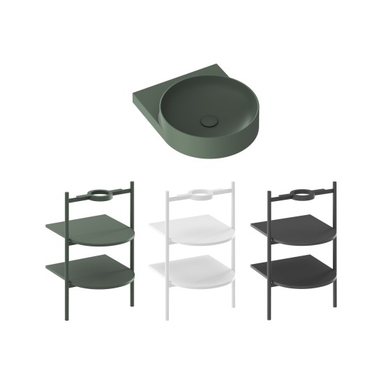 Keraminis praustuvas Yard 40, su skyle maišytuvui, Grey Green