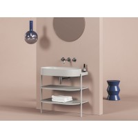 Keraminis praustuvas Yard 80, be angos maišytuvui, Smoke Grey